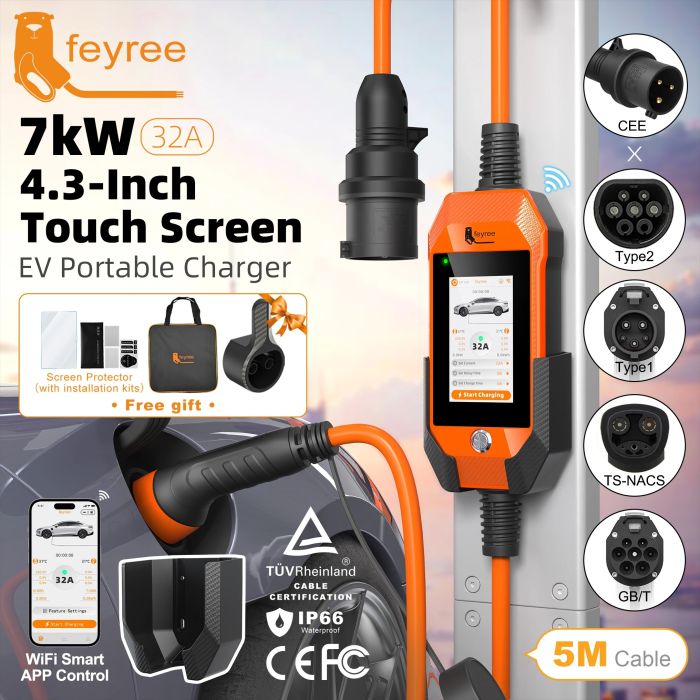 Зарядка для електромобіля Feyree 7кВт 32A Type1
