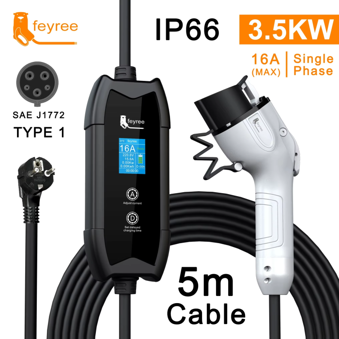 Зарядка для електромобіля Feyree 3.5кВт 16A Type1