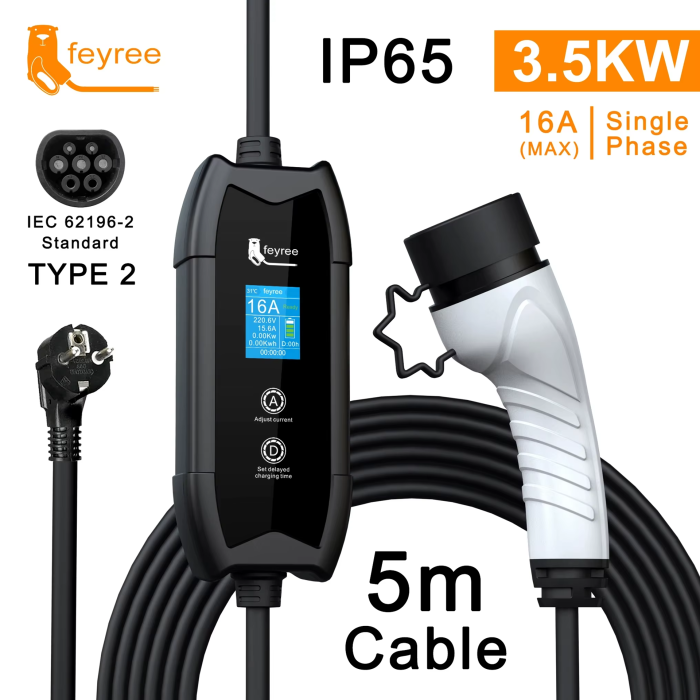 Зарядка для електромобіля Feyree 3.5кВт 16A Type2