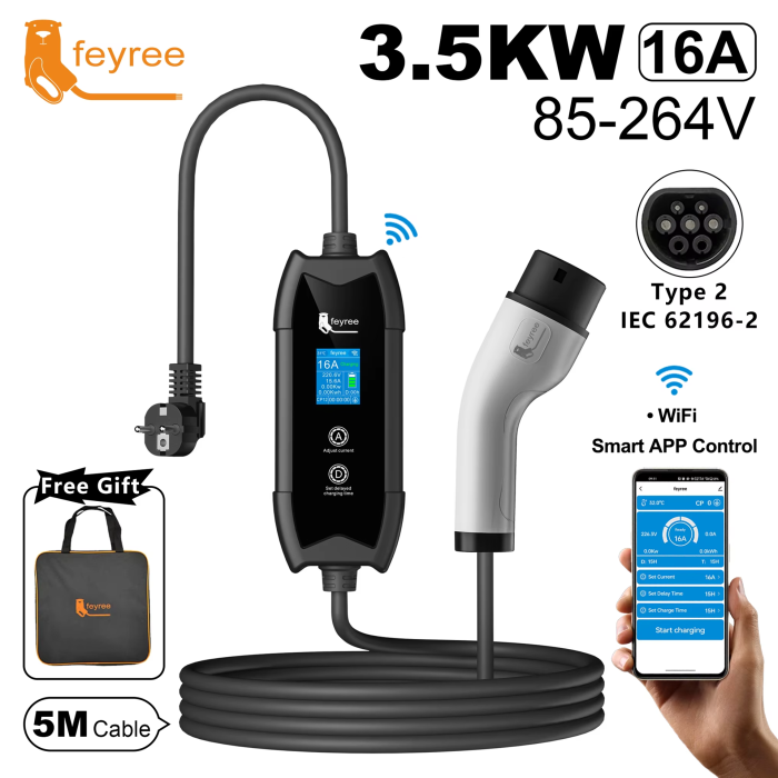 Зарядка для електромобіля Feyree 3.5кВт 16A Type2