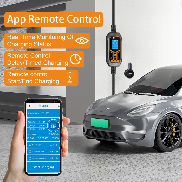 Зарядка для електромобілів Feyree 7кВт 32A Tesla