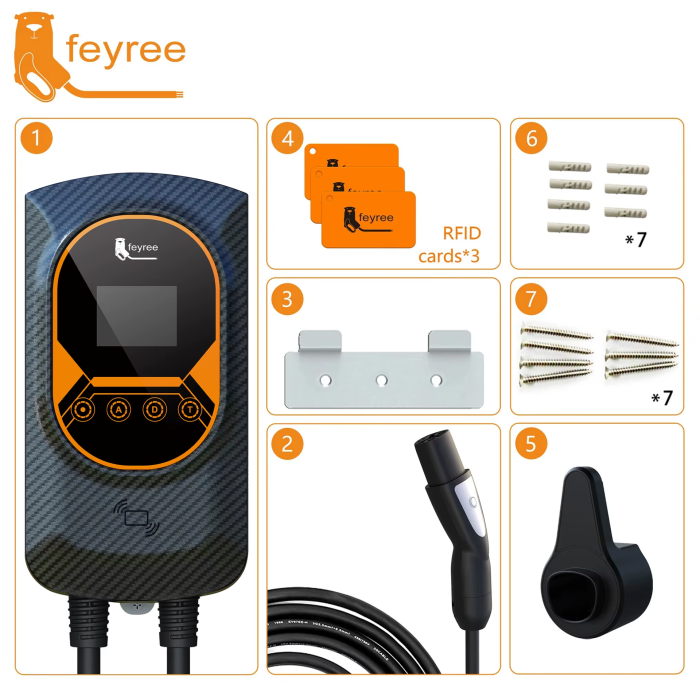 Зарядна станція для електромобіля Feyree 7кВт 32A Tesla