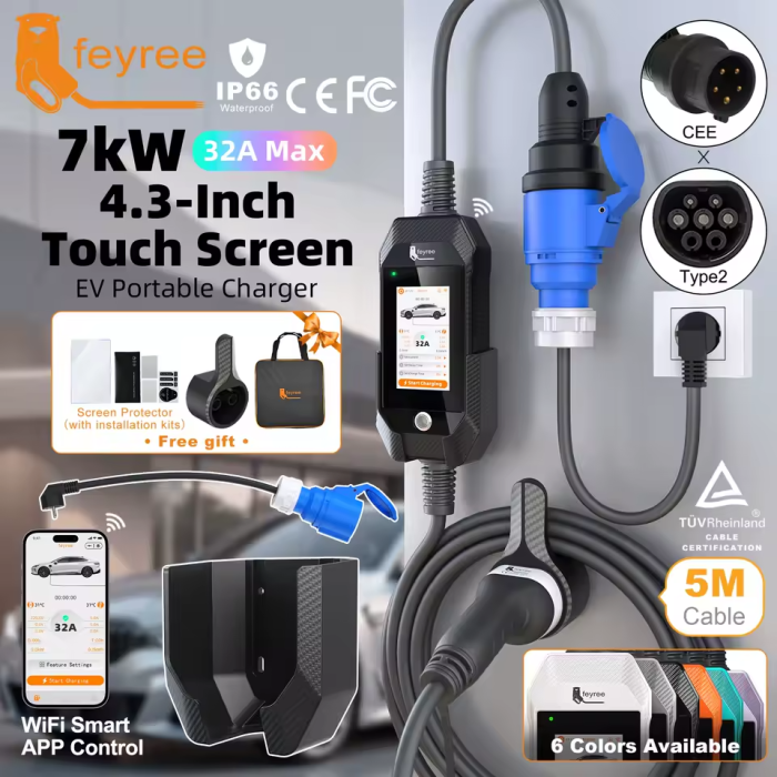 Зарядка для електромобіля Feyree 7кВт 32A Type2
