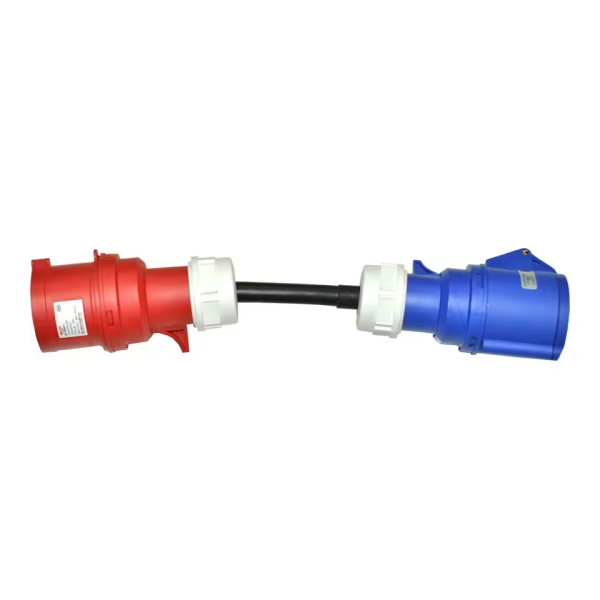 Перехідник Red CEE 32A на Blue CEE 32A | 3-фазний на 1-фазний для заряджання електромобілів