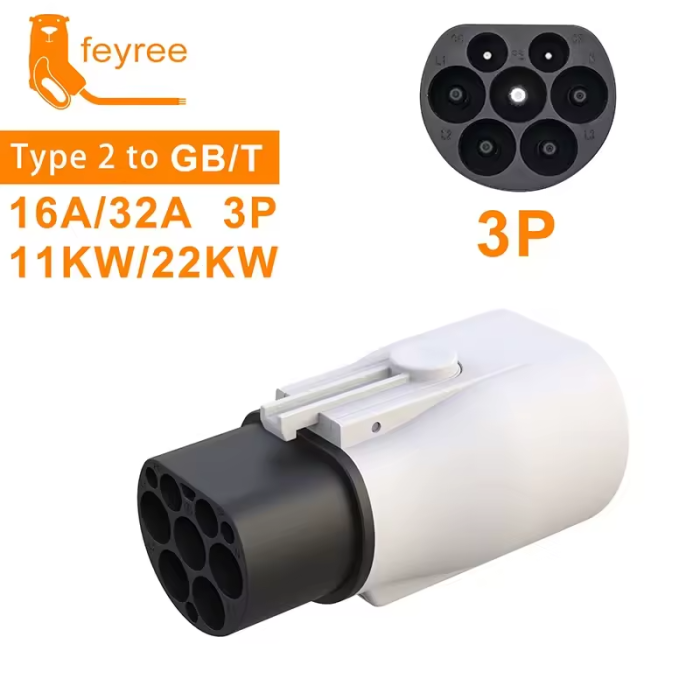 Перехідник 22 квт 32А 3-фази TYPE 2 на GB/T AC (китайське авто)