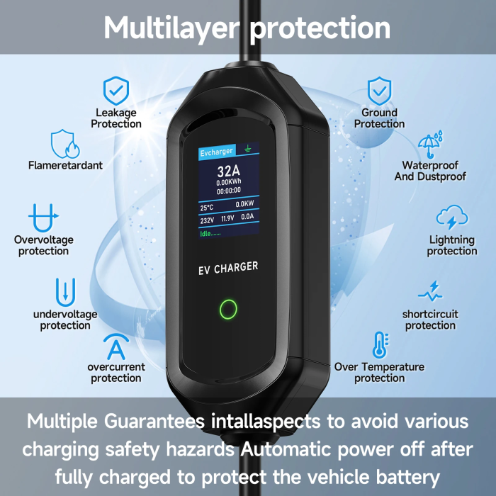 Зарядка для електромобіля Afyeev 7 кВт 32 A, GB/T Wi-Fi, APP Bluetooth Control, кабель 5 метрів